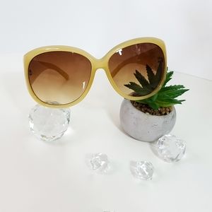 Y2K 🔥Joan Rivers Sunglasses💛Oversized|Brown Honey Frame 🌟Jewelled